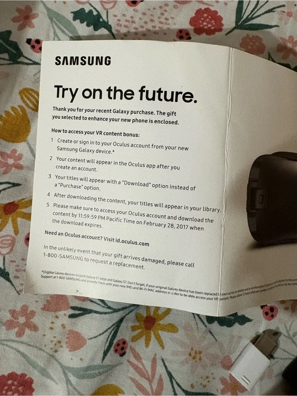 The Samsung Gear VR oculus headset 2015 no remote included